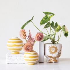 Modern Stripe Round Stoneware Vase