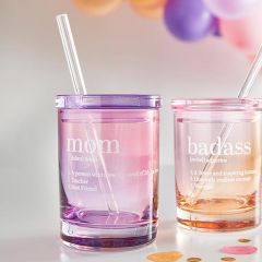Mom Definition Lidded Glass with Straw