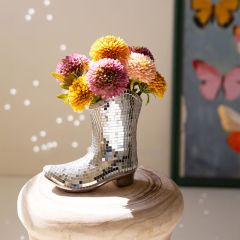Mosaic Mirror Disco Boot Vase