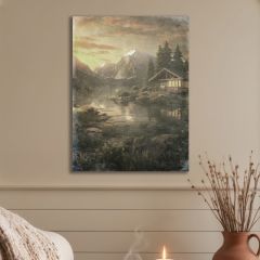 Mountain Cabin Canvas Wall Art
