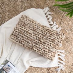 Natural Farmhouse Textured Hand Woven Lumbar Pillow