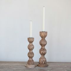 Natural Hand Carved Mango Wood Taper Holder