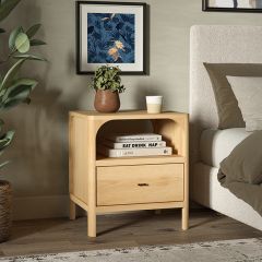 Natural Oak Single Drawer Nightstand | SHIPS FREE