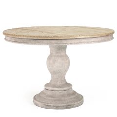 Natural Round Wood Top Dining Table