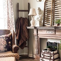 Natural Wood Blanket Display Ladder