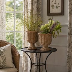 Natural Woven Rattan Urn Vase Set of 2