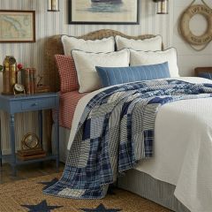 Navy Patchwork Quilt Throw Blanket