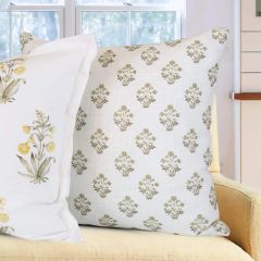 Neutral Florals Block Print Accent Pillow Cover