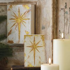 North Star Textured Wood Block Wall Art