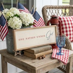 One Nation Under God White Framed Wall Sign