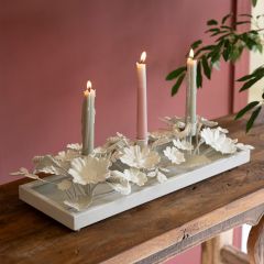 Open Blooms Painted Metal Candelabra