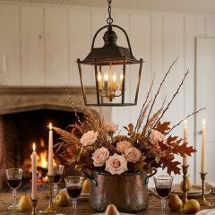 Open Frame Lantern 4 Light Pendant Antique Black