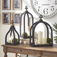 Open Wood Frame Herringbone Lantern