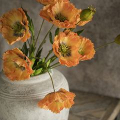 Orange Faux Poppy Stem Spray