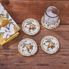 Orchard Bloom Pear 4 Piece Braided Coaster Set