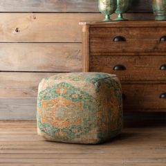 Oriental Rug Print Square Pouf Ottoman