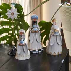 Painted Ceramic Three Kings Set With Star