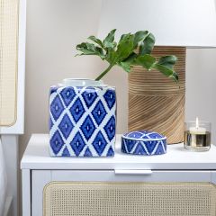 Painted Diamonds Stoneware Jar With Lid