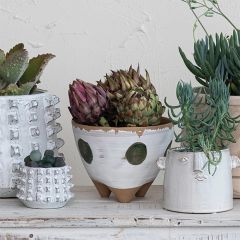 Painted Dots Stoneware Planter