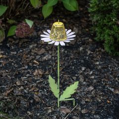 Painted Pink Daisy Bird Feeder Garden Stake