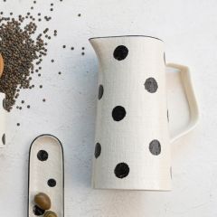 Painted Polka Dot Stoneware Pitcher