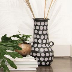 Painted Polka Dot Terra Cotta Vase