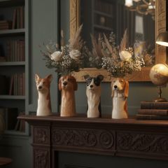 Painted Stoneware Assorted Dog Vases Set of 4