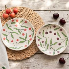 Painted Stoneware Cherries Plate