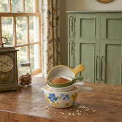 Painted Stoneware Measuring Cup Set of 4