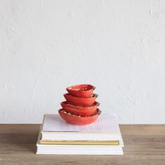 Painted Stoneware Strawberry Measuring Cups