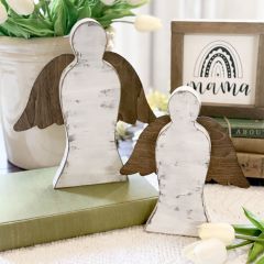 Painted Wood Angel Set of 2