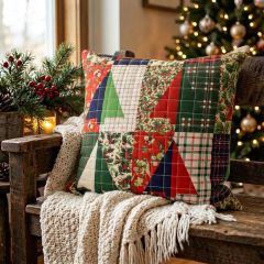 Patchwork Christmas Throw Pillow