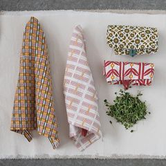 Patterned Cotton Tea Towel Set of 4