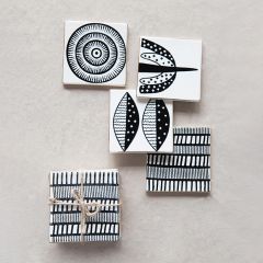 Patterned Stoneware Coasters Set of 4