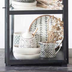 Patterned Stoneware Cream and Sugar Jar Set