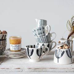 Patterned Stoneware Mug Set of 4