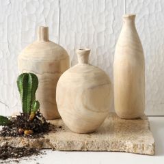 Paulownia Wood Vase Set of 3