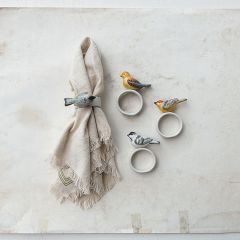 Perched Bird Stoneware Napkin Holder Set of 4