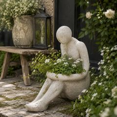Person Sitting Sculpted Modern Garden Planter