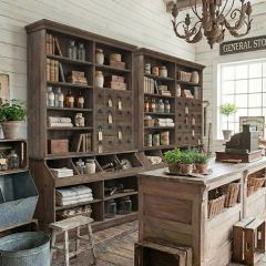Pine Wood General Store Display Cabinet