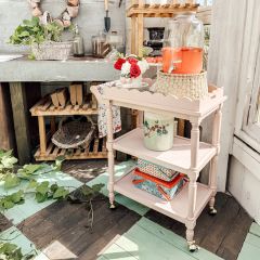 Pink Rolling Bar Cart With Removable Tray