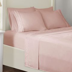 Pink Ruffled Microfiber Sheet Set
