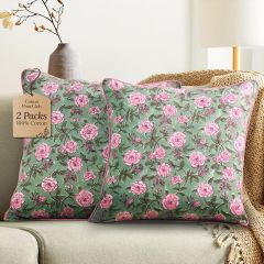 Pink Tourmaline Floral Block Print Pillow Cover