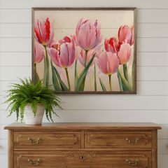Pink Tulips White Wall Art