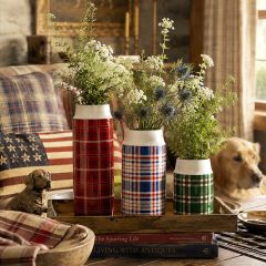 Plaid Ceramic Thermos Vase Set of 3
