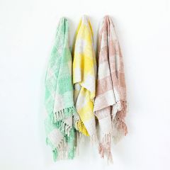 Plaid Cotton Throw With Fringe