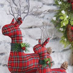 Plaid Holiday Standing Deer
