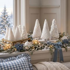 Plush Fabric Tree Set of 9 In Wood Crate