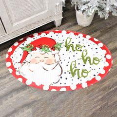 Polka Dot Santa Oval Bamboo Mat