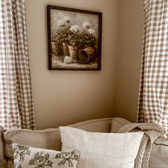 Potting White Geraniums Square Canvas Printed Wall Art